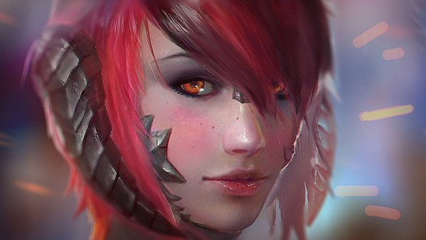 Fantasy Short Hair Orange Eyes Girl - hdwallpaper4k