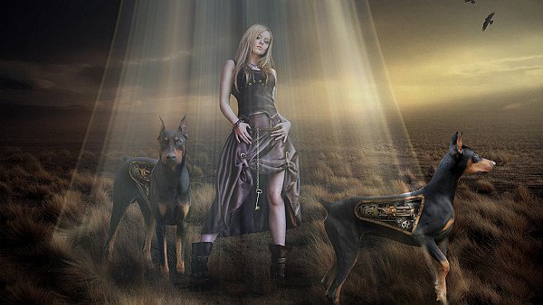 Fantasy Women With Dogs - hdwallpaper4k