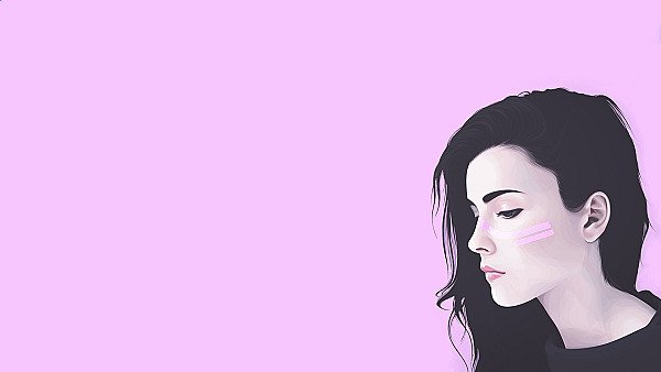 Girl Artwork Pink Background - hdwallpaper4k