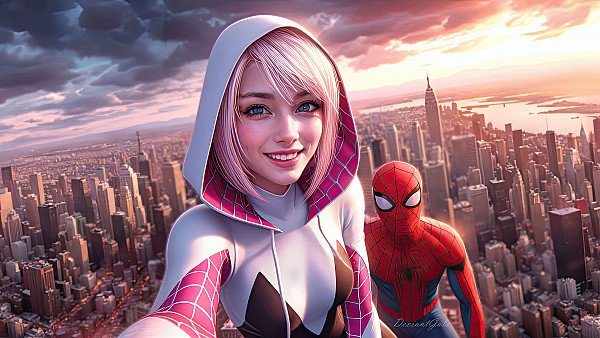 Gwen Stacy And Spiderman Superwide - hdwallpaper4k