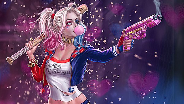 Harley Quinn Gun And Baseball - hdwallpaper4k