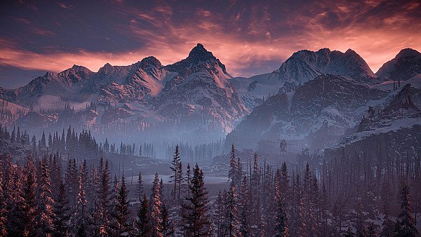 Horizon Zero Dawn Nature Mountains Trees Sky 4k - hdwallpaper4k