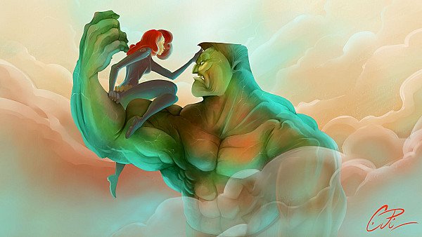 Hulk And Black Widow Artwork - hdwallpaper4k