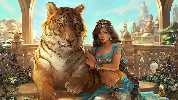 Jasmine Aladdin With Lion - hdwallpaper4k