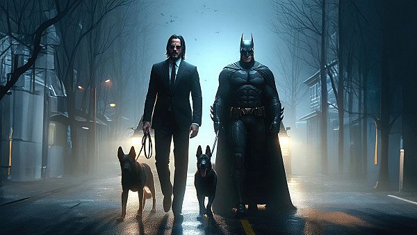 John Wick And Batman Dog Walking Adventure - hdwallpaper4k