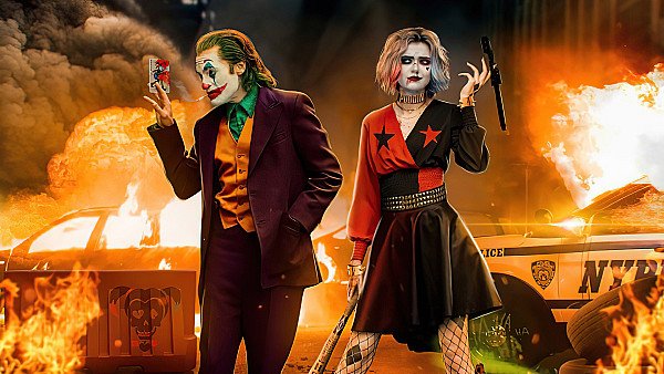 Joker And Harley At Crime Scene 5k - hdwallpaper4k