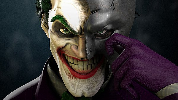 Joker Wearing Half Batman Mask - hdwallpaper4k