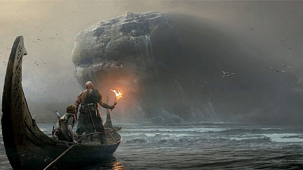 Kratos And Atreus Vs Monster 5k - hdwallpaper4k