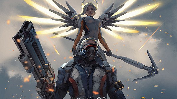 Mercy And Soldier 76 Overwatch Artwork - hdwallpaper4k