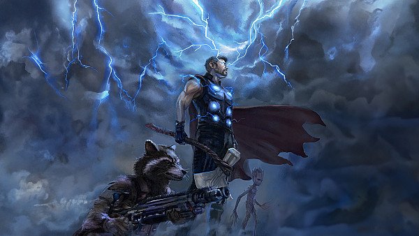 Mighty Thor Teams Up With Rocket And Baby Groot - hdwallpaper4k