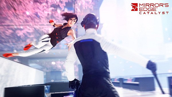 Mirrors Edge Girl Running On Wall wallpaper