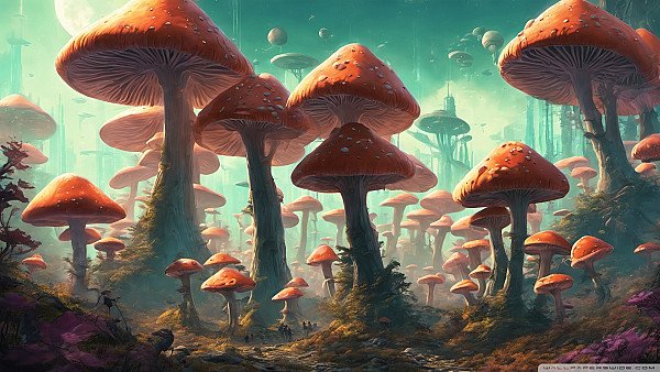 Mushroom Planet Art - hdwallpaper4k