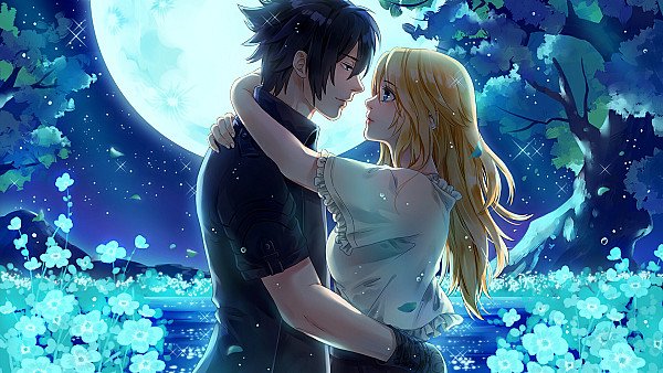 Noctis And Stella From Final Fantasy XV Under The Moon - hdwallpaper4k