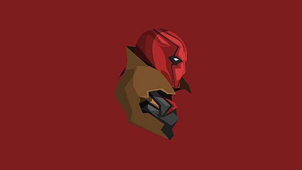 Red Hood Minimalism 4k wallpaper