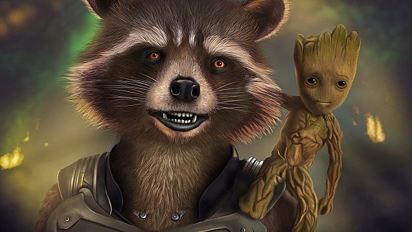 Rocket And Baby Groot Artwork - hdwallpaper4k