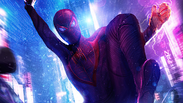 Spider Man Miles Neon - hdwallpaper4k