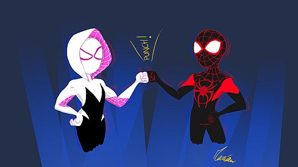 Spiderman And Gwen Punch Art - hdwallpaper4k