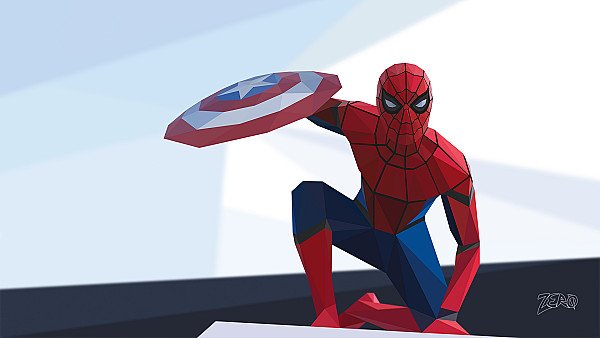 Spiderman Civil War Low Poly 4k - hdwallpaper4k