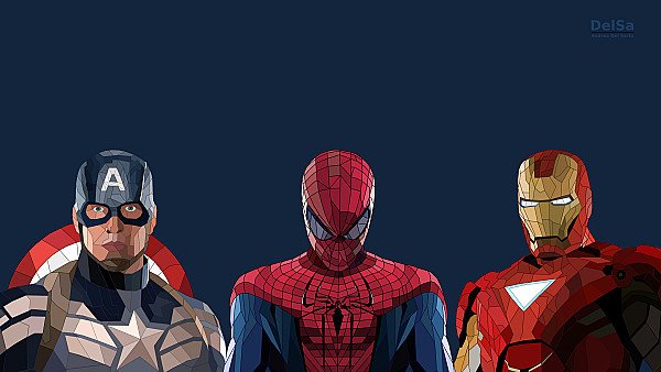 Spiderman Iron Man Captain America Low Poly Artwork - hdwallpaper4k