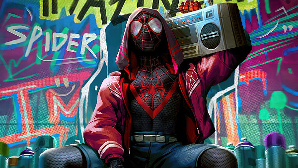 Spiderman With Retro Tape Recorder - hdwallpaper4k