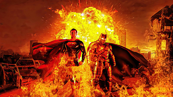 Superman And Batman Fire 4k - hdwallpaper4k