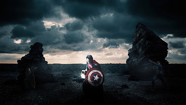 Superman Holding Mjolnir And Captain America Shield 4k - hdwallpaper4k