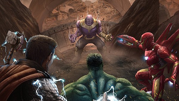 The Big 3 Vs Thanos - hdwallpaper4k