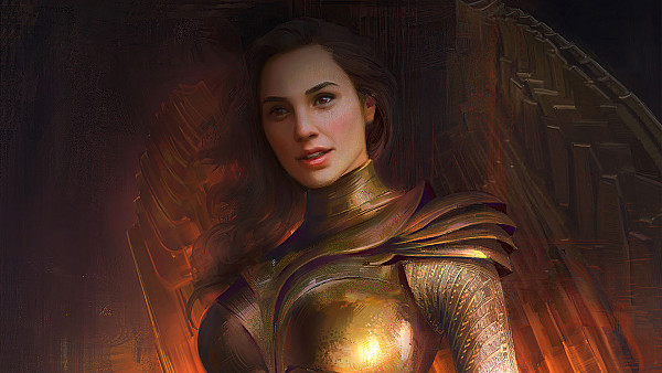 Wonder Woman Golden Eagle Armor Brush Art - hdwallpaper4k