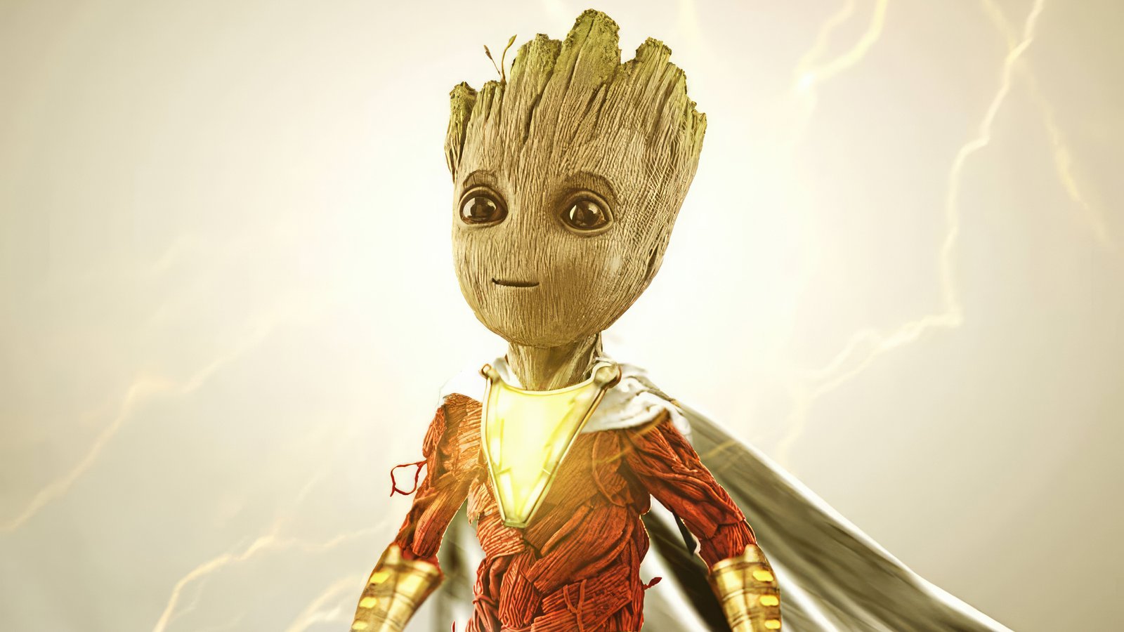 What If Baby Groot As Shazam Wallpaper